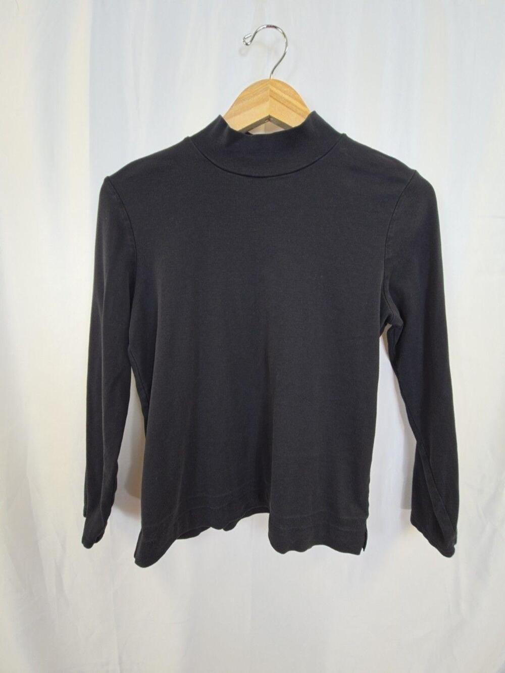 Liz Claiborne Shirt Womens Size Black Mock Neck Long Sleeve Top